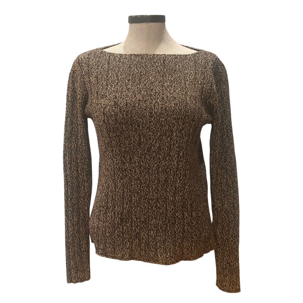Ann Taylor M Marled brown boatneck sweater 100% cotton